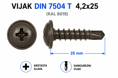 VIJAK DIN 7504 T 4,2x25 (RAL 8019)